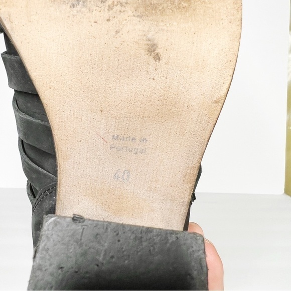 Free People Hybrid Leather Stacked Heeled Ankle Bootie Black Size 40 9 Women’s - Picture 6 of 8